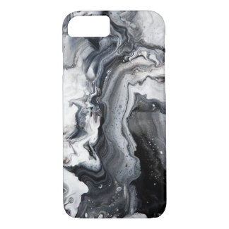Black Grey Modern Marble Pattern Barely There iPhone 8/7 Case