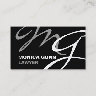 Black Grey Modern Monogram Business Card