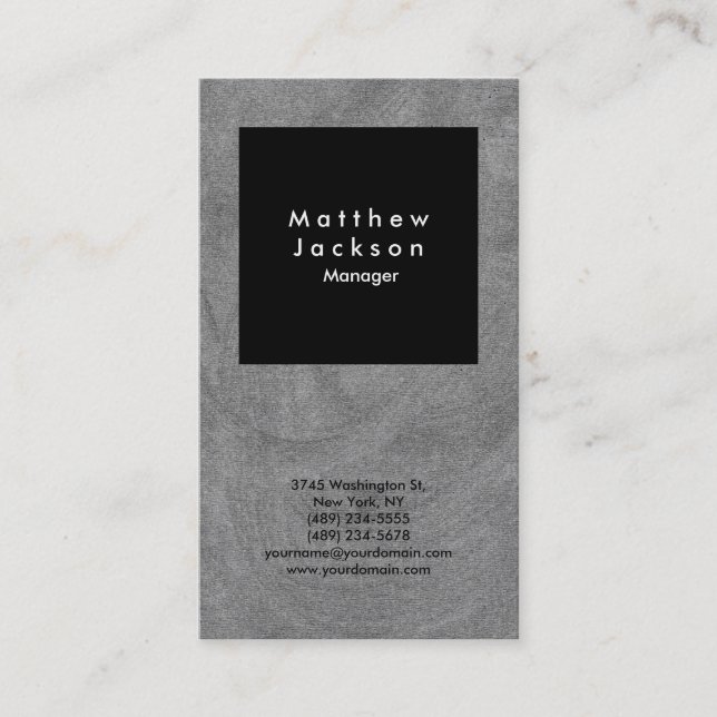 Black & Grey Modern Plain Professional Business Card (Front)