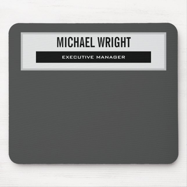 Black Grey Modern Plain Simple Minimalist Mouse Mat (Front)