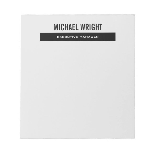 Black Grey Modern Plain Simple Minimalist Notepad (Front)