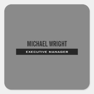 Black Grey Modern Plain Simple Minimalist Square Sticker
