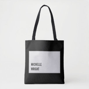 Black Grey Modern Plain Simple Minimalist Tote Bag