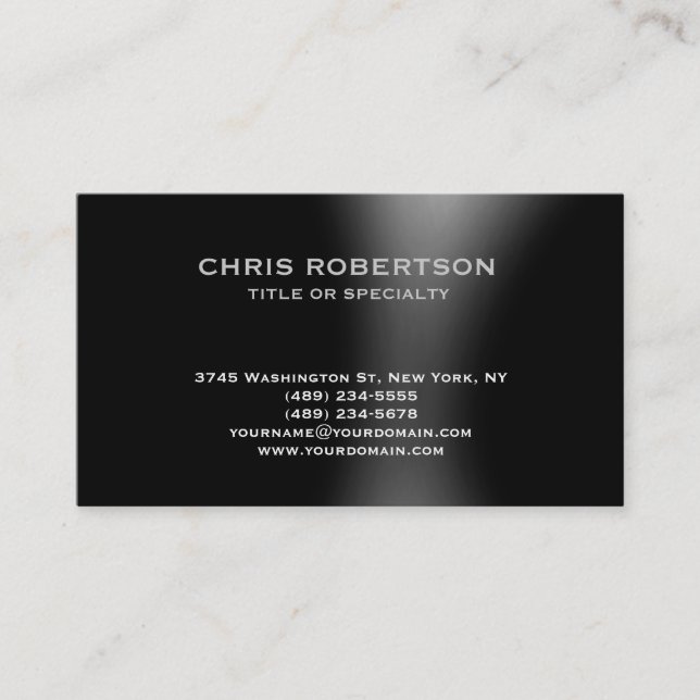 Black Grey Modern Simple Plain Business Card (Front)