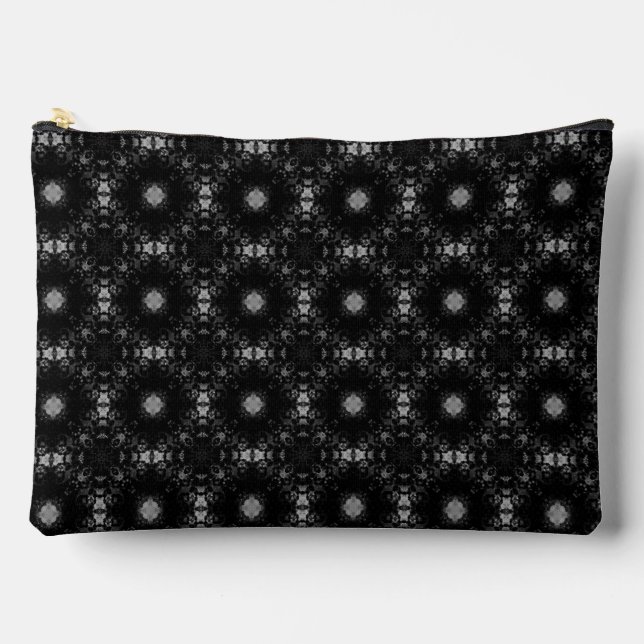 Black & Grey Monochrome Signature Pattern Accessory Pouch (Front)