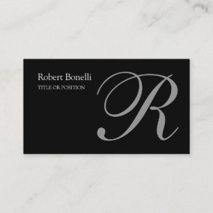 Black Grey Monogram Business Card