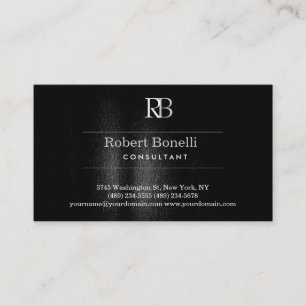 Black Grey Monogram Business Card