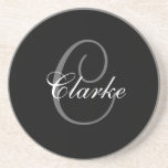 Black Grey Monogram C Wedding Anniversary Coaster<br><div class="desc">Monogram Wedding Anniversary Coasters. Monogram Logo Design by Elke Clarke © 2008,  2009,  2010. Customise with your last name and monogram using the prompts or select "customise it" to have more editing options.</div>