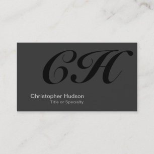Black Grey Monogram Consultant Business Card