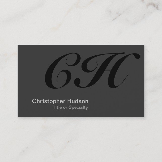 Black Grey Monogram Consultant Business Card (Front)