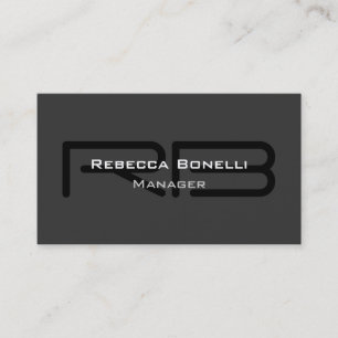 Black Grey Monogram Manager Business Card