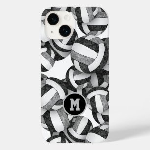 Black grey monogrammed girls volleyball Case-Mate iPhone 14 case