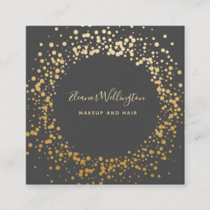 Black Grey Ombre Gold Confetti Dots Creative  Square Business Card