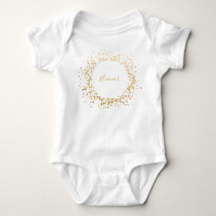 Black Grey Ombre Gold Confetti Dots Personalised Baby Bodysuit