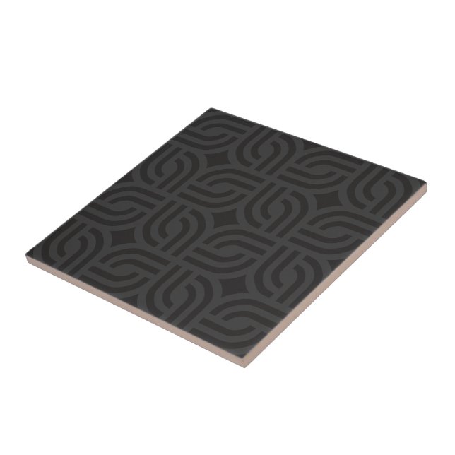 Black grey ornament patterns antique design tile (Side)