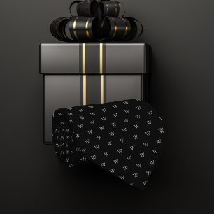 Black & Grey Personal Monogram Pattern Tie