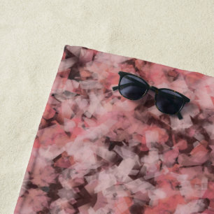 Black Grey Pink White Modern Geometric Abstract Beach Towel