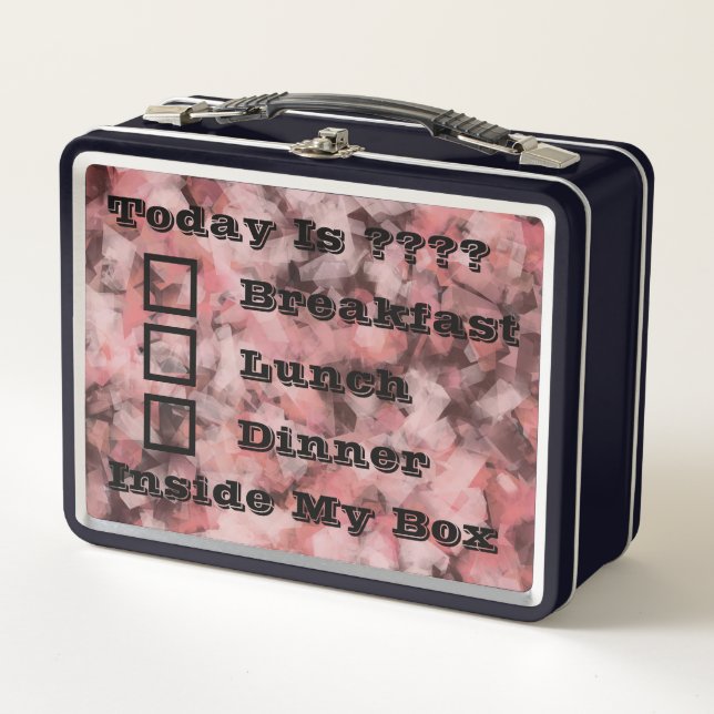 Black Grey Pink White Modern Geometric Abstract Metal Lunch Box (Front)