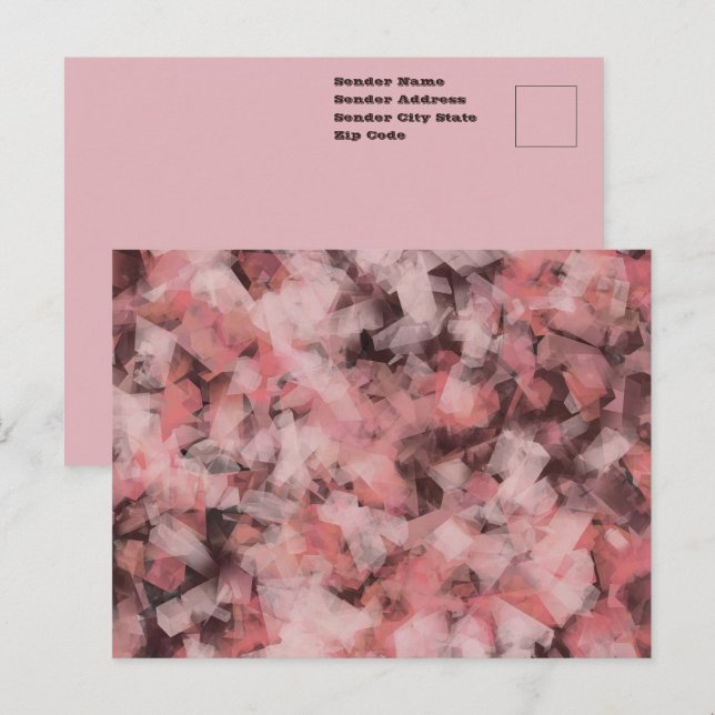 Black Grey Pink White Modern Geometric Abstract Postcard (Front/Back)