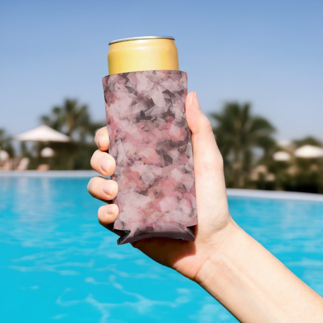 Black Grey Pink White Modern Geometric Abstract Seltzer Can Cooler (In Situ Pool)