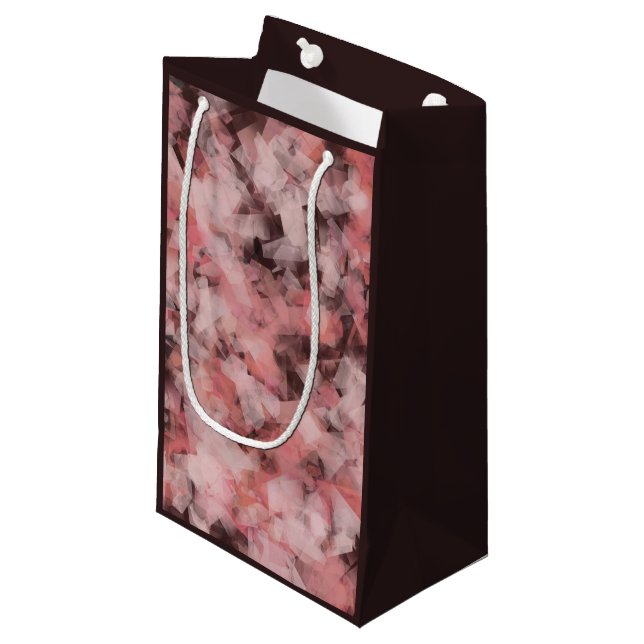 Black Grey Pink White Modern Geometric Abstract Small Gift Bag (Front Angled)