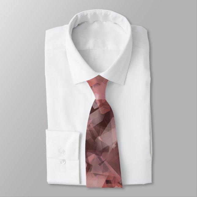 Black Grey Pink White Modern Geometric Abstract Tie (Tied)
