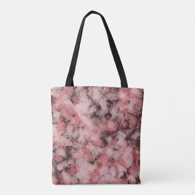 Black Grey Pink White Modern Geometric Abstract Tote Bag (Back)