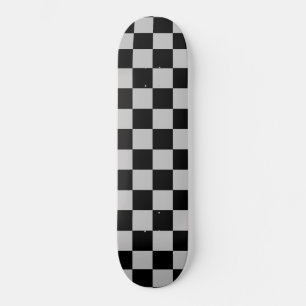 Black & Grey Plaid Checked Skateboard