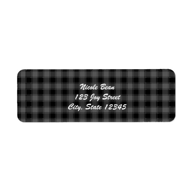 Black & Grey Plaid Chequered Address Labels (Front)