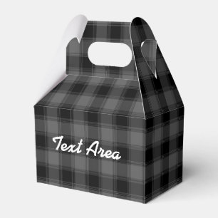 Black & Grey Plaid Chequered Party Favour Box