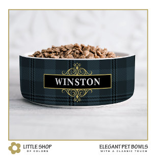 Black Grey Plaid Tartan Customisable Bowl