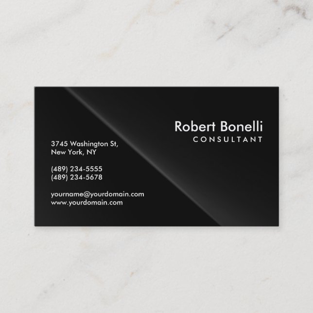 Black Grey Plain Modern Consultant Business Card (Front)