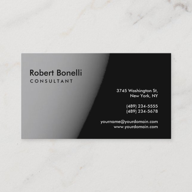 Black Grey Plain Modern Consultant Business Card (Front)