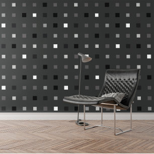 Black Grey Playful Pixel Seamless Pattern Wallpaper