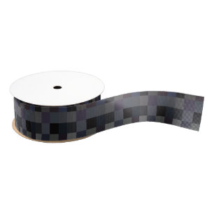 Black, Grey, Plum Checks 1.5" Grosgrain Ribbon