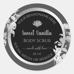 Black Grey Product Packaging Labels Silver Frame