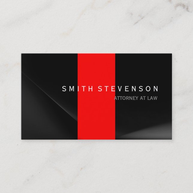 Black Grey Red Attorney at Law Business Card (Front)