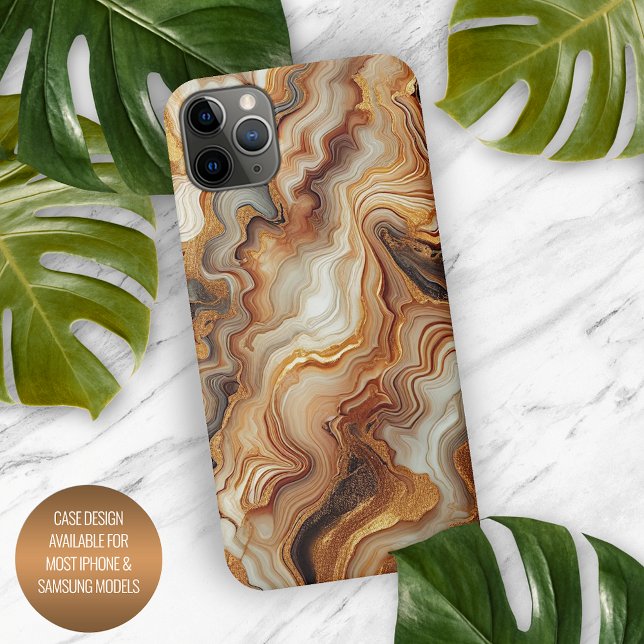Black Grey Red Brown Amber Gold Marble Art Pattern iPhone Case (Creator Uploaded)