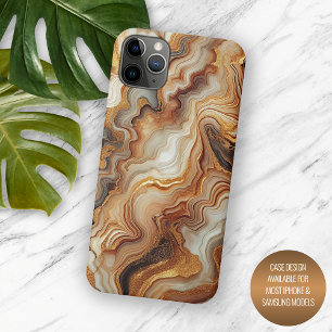 Black Grey Red Brown Amber Gold Marble Art Pattern iPhone 16 Pro Max Case