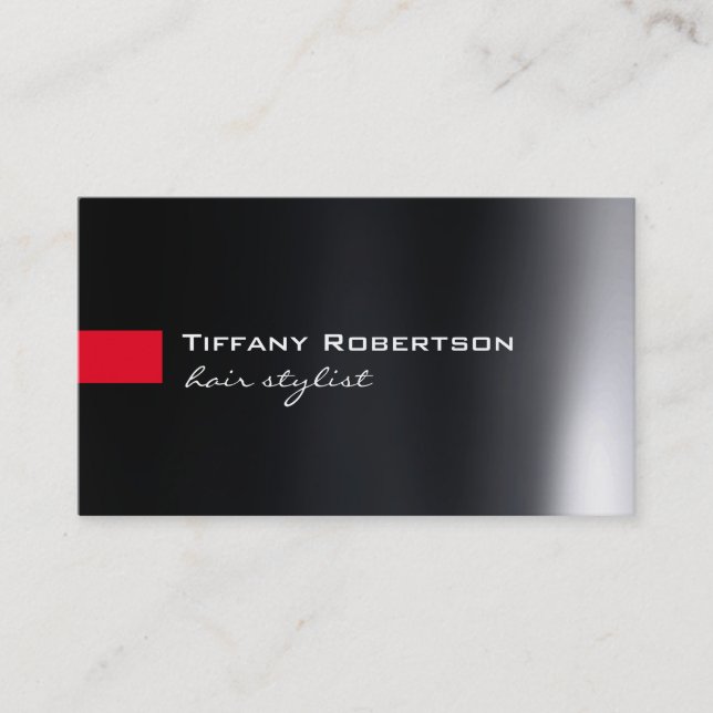Black Grey Red Colour Hair Stylist Salon Business Card (Front)