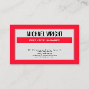 Black Grey Red Modern Plain Simple Minimalist Business Card