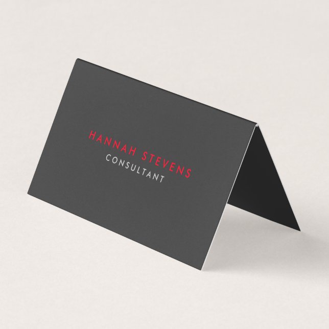 Black Grey Red Professional Modern Business Card (Front)