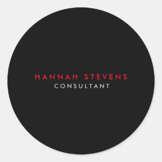 Black Grey Red Professional Modern Classic Round Sticker