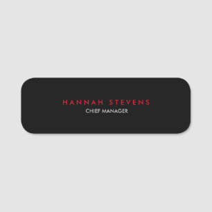 Black Grey Red Professional Modern Name Tag