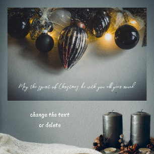 Black Grey Retro Christmas Ornaments Poster