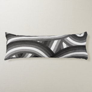 Black/Grey Retro Rainbow Stripes Pattern Body Cushion
