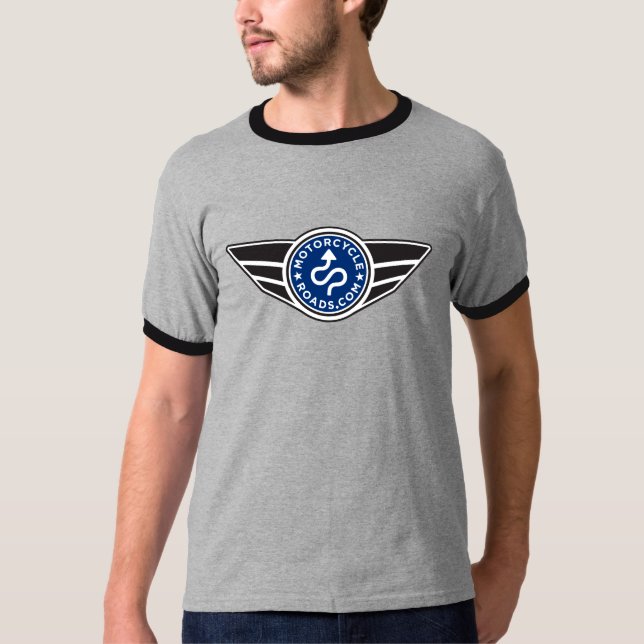 Black & grey ringer T-shirt w/basic blue MCR logo (Front)