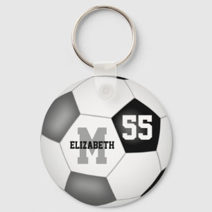 black grey school colours girls boys soccer ball key ring
