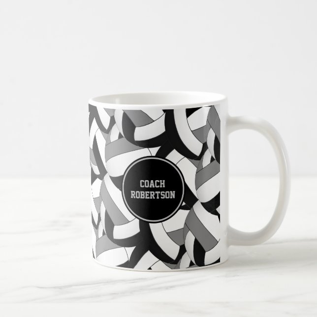 black grey school colours volleyball coach gift coffee mug (Right)