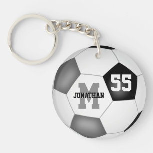 black grey school team colours soccer bag tag key ring